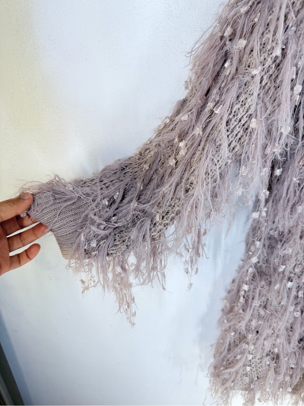 Altar'd State Blush Fringe Shag Cardigan Duster Layering Piece - Picture 4 of 7